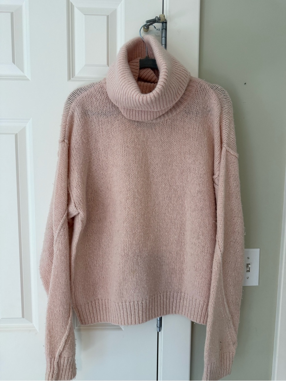 Tory Burch Blush Pink Cashmere Blend Turtleneck Sweater